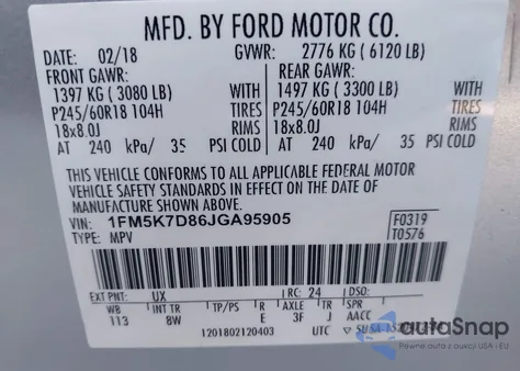 2018 Ford Explorer Xlt from USA, damaged, VIN 1FM5K7D86JGA95905